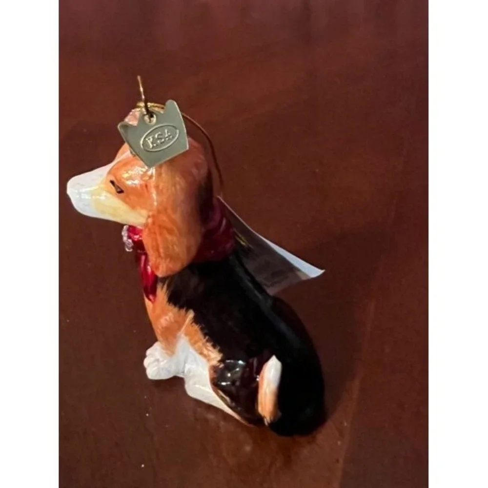 Glass Beagle‎ Dog christmas Ornament kurt s adler Noble Gems Hand-Crafted
